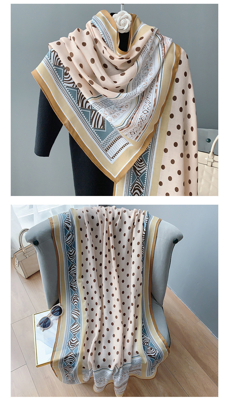 180g Weight Scarf Classification Outdoor Occasion cotton and linen, Polyester Material Polka Dots Pattern Women's Elegant Polka Dots Cotton And Linen Polyester Printing Silk Scarves