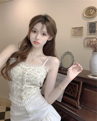 新款復古超仙小碎花蕾絲修身吊帶內搭背心少女學生美背舒適打底衫