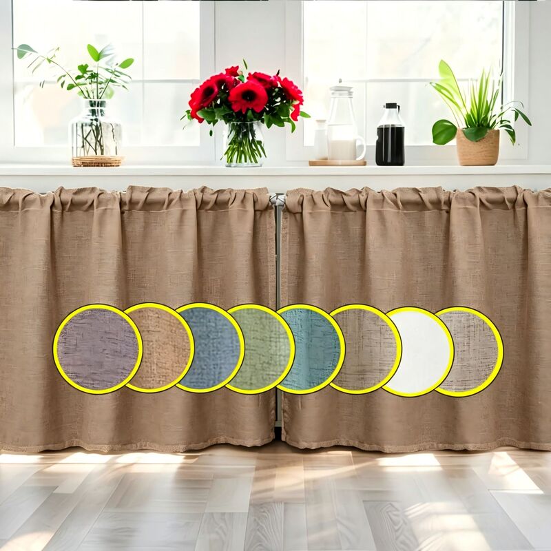 Amazon Cross-Border Linen Short Curtains, No-Drill Installation, for Living Room, Bedroom, Bay Window, Kitchen, Coffee Curtains, Cabinet Cover Curtains Amazon Cross-Border Linen Short Curtains, No-Drill Installation, for Living Room, Bedroom, Bay Window, Kitchen, Coffee Curtains, Cabinet Cover Curtains