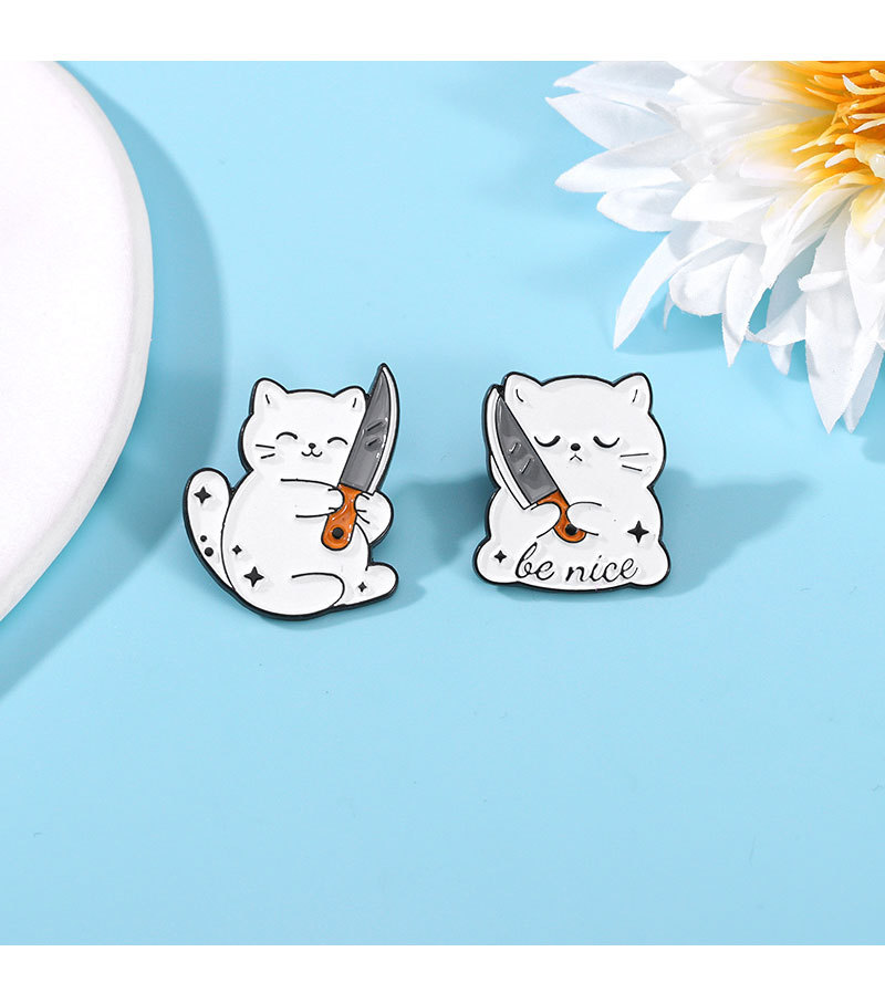 8g Weight Brooches Classification Alloy Material Letter, Cat Pattern Enamel Craft Cartoon Style Cute Sweet Pin Letter Cat Alloy Enamel Unisex Brooches 5