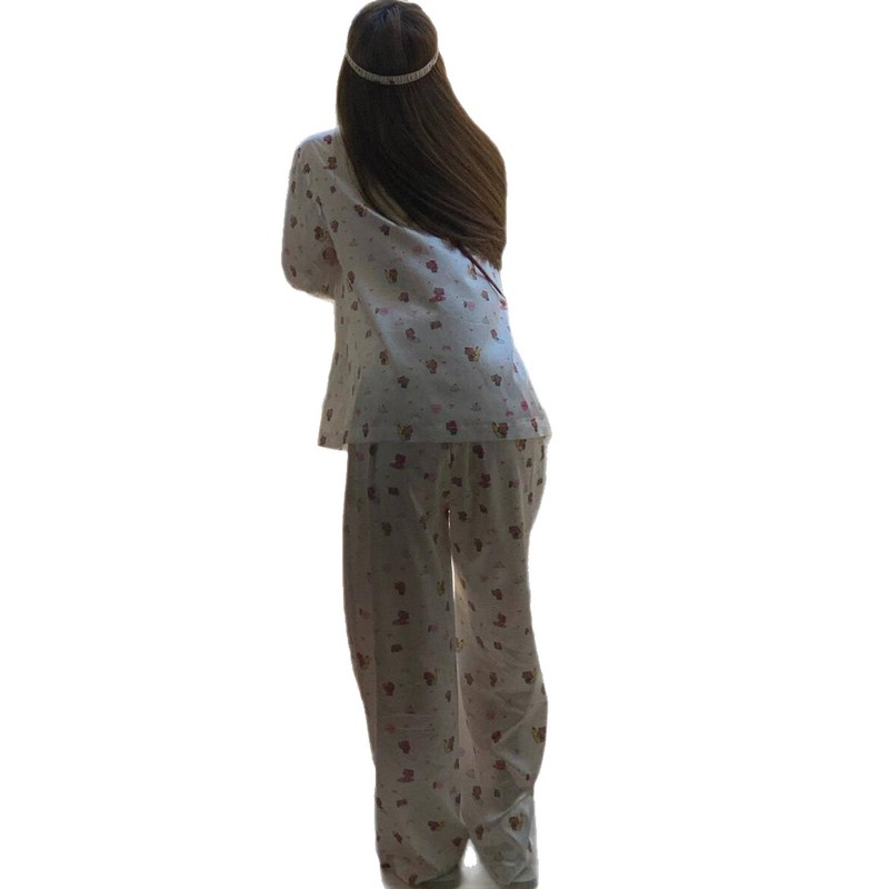 甜美少女卡通Kitty猫冰丝缎面睡衣女款夏季大码长袖长裤家居服ins|undefined