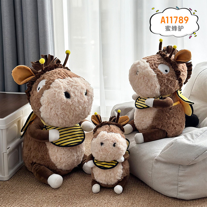 Nueva almohada de abeja y burro, linda abeja, muñeca para niños, muñeca, juguete de peluche grande, regalo de cumpleaños