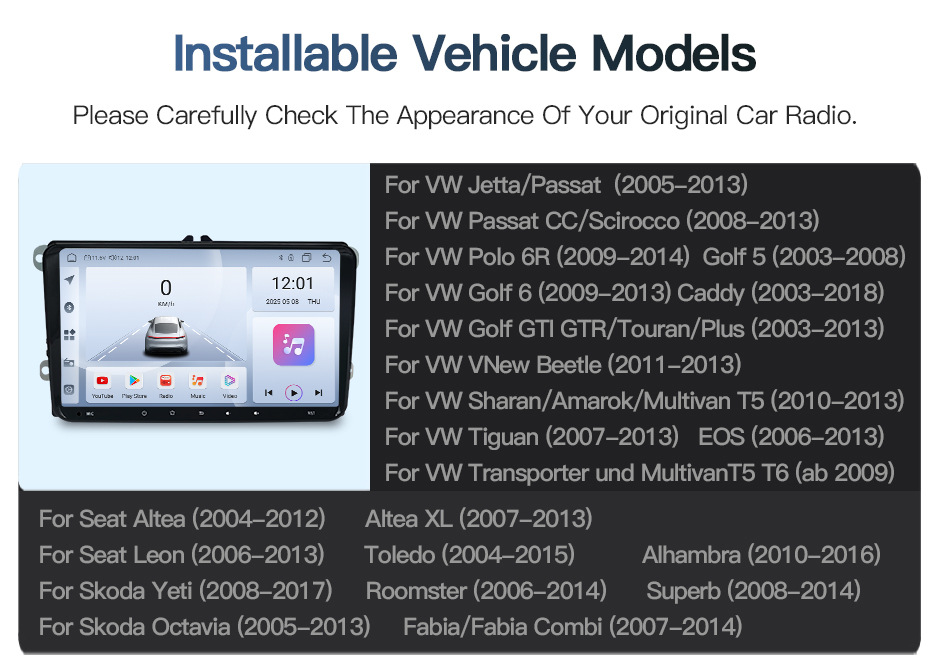 Suitable for Volkswagen Beetle, Sharan, Amarok, Multivan T5 Car Central Control Screen Navigation and Reversing Images
