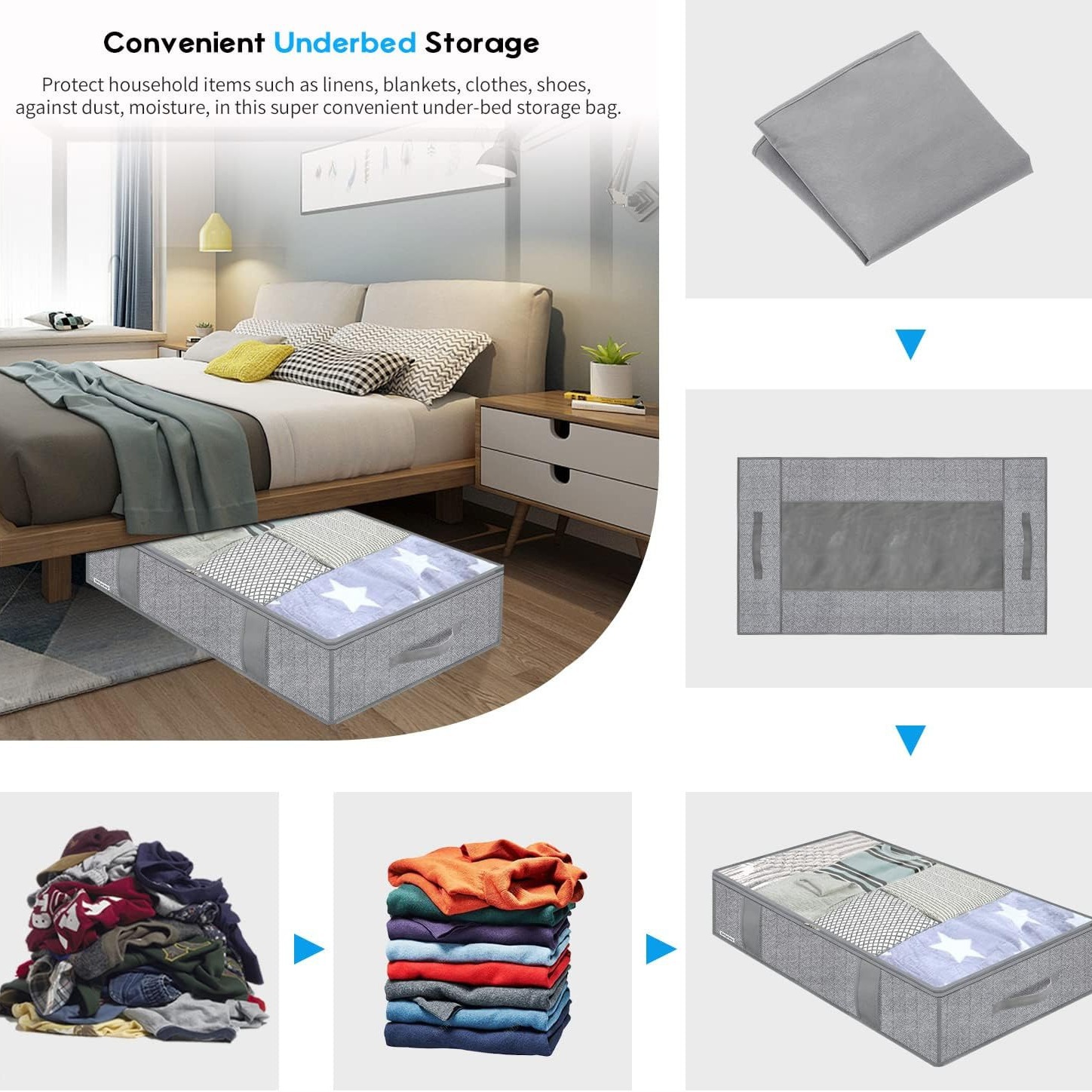 Big storage system, storage bag, foldable duvet with zipper, transparent belt bag 3