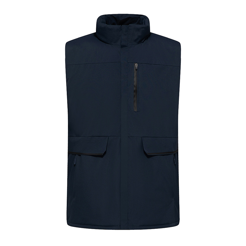 Otoño y invierno pareja al aire libre chaleco impermeable y cálido chaqueta sin mangas con cuello de algodón de bolsillo grande chaqueta