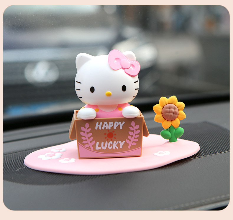 Hellokitty Car Decoration Ornaments Shaking Head Solar Car Toy Dashboard Ladies Car Interior Fashion