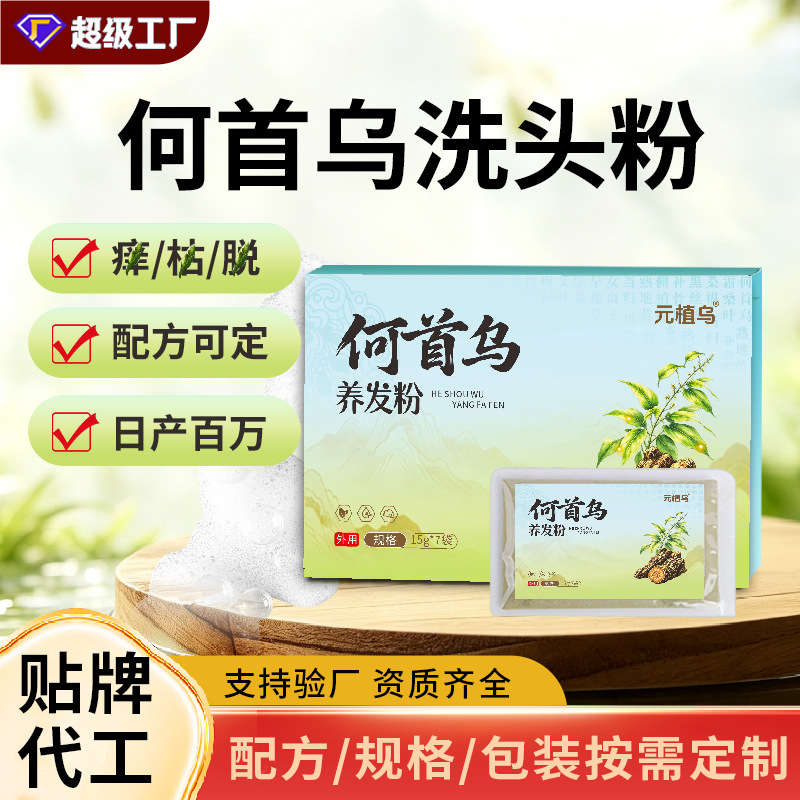 Herbal Hair Care Powder Customized in Individual Packaging, Polygonum Multiflorum and Platycladus Arborvitae Leaf Shampoo Powder, Hair Treatment and Health Care Powder Factory