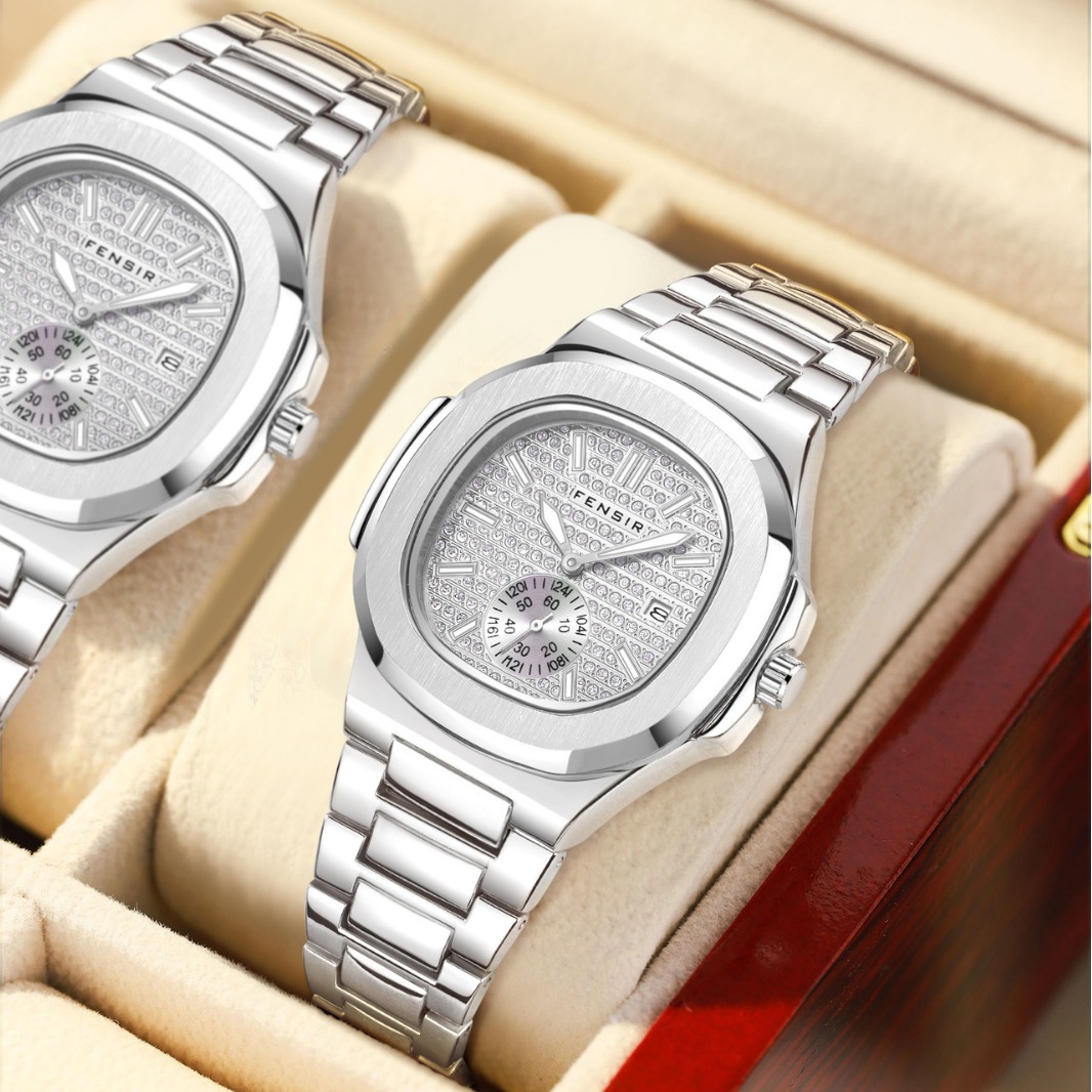 Two-pin semi-Fens luxury men's quartz watch wholesale business stainless steel waterproof luminous quartz Men's Watch cross-border delivery