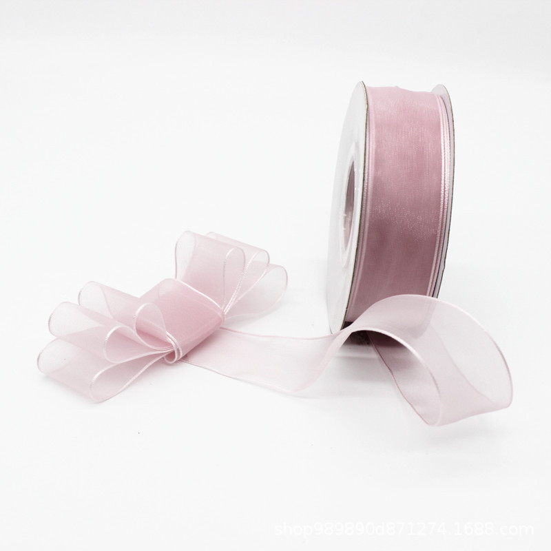 2,5 cm cinta de gasa decoración de la boda de vacaciones de oro cinta regalo del día de san valentín embalaje de la flor cinta de hilo de nieve