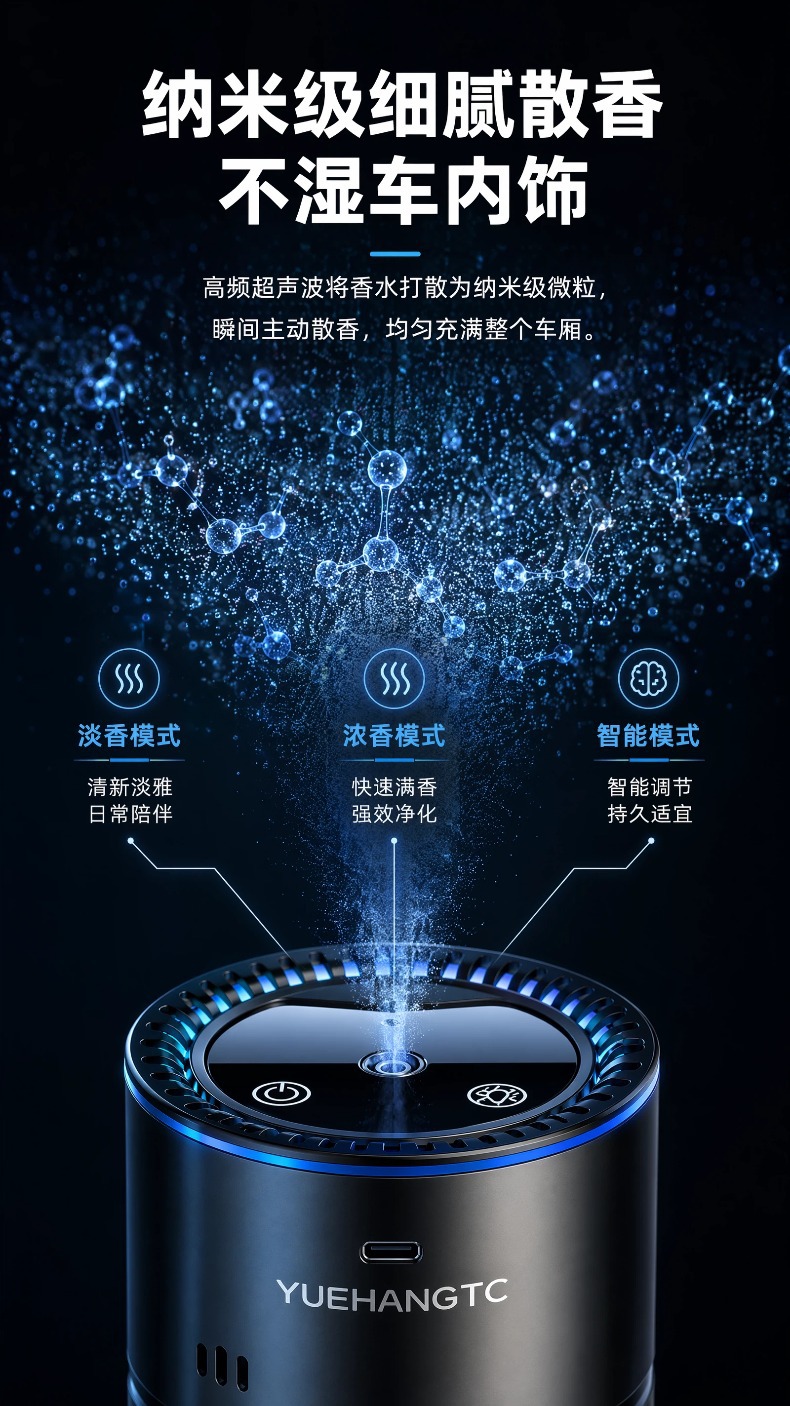 2026 Brand New Ai Intelligent Voice Control Car Aromatherapy Machine Automatic Spray Car Perfume Odor Removal Car Fragrance Factory