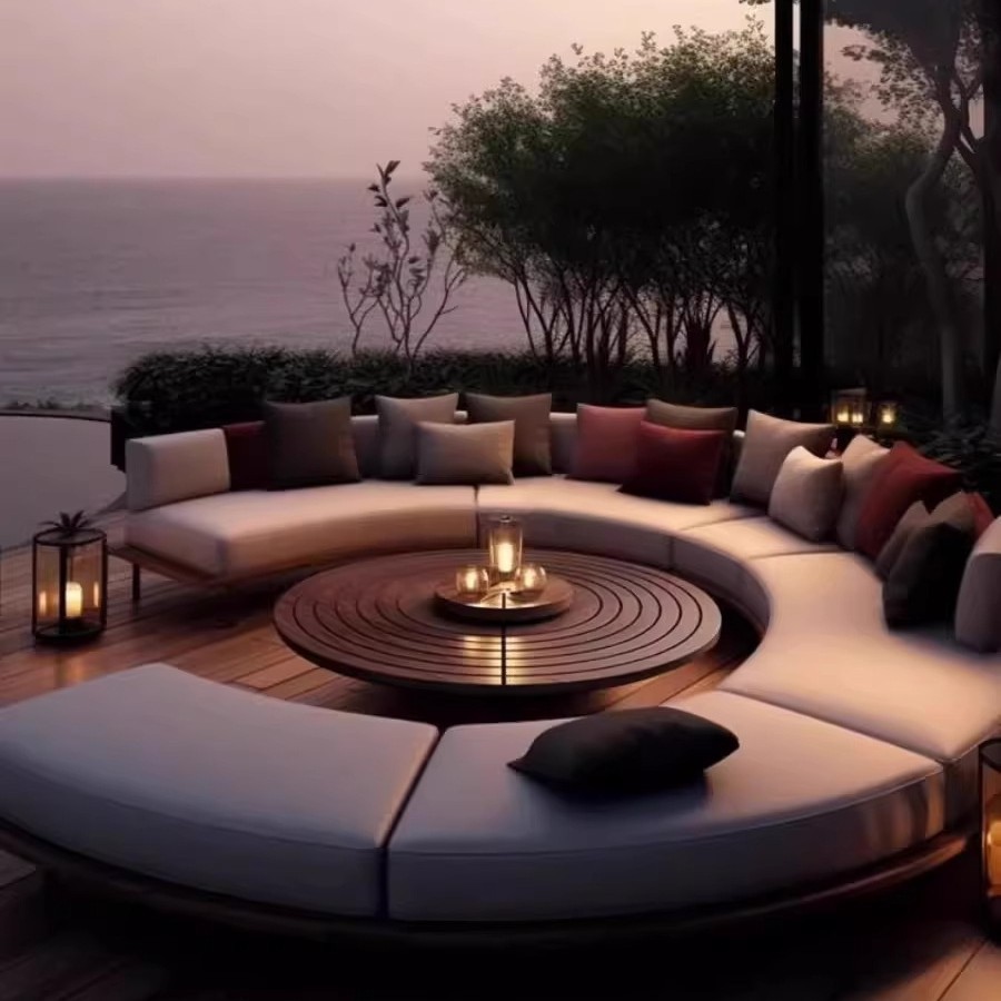 Sofá al aire libre Villa de madera maciza combinación de ocio tarjeta impermeable muebles mesas de té jardín al aire libre terraza teca