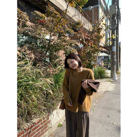 2025冬季新款韩国东大门氛围感慵懒雅致时髦软糯圆领宽松毛衣