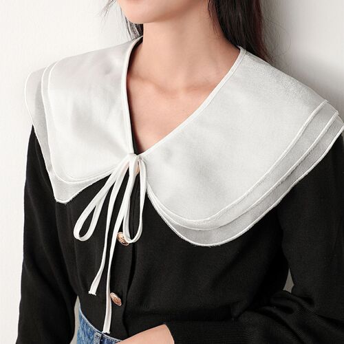 Soft gauze lace small shawl women's cape summer white multi-functional sun protection with skirt bow tie fake collar
