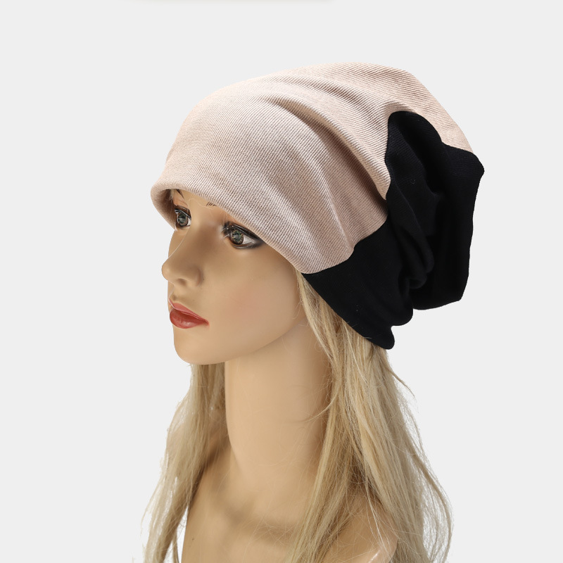 Autumn new style Baotou with small face, two tone splicing pullover hat, internet famous trendy ear protection hat_voghion.com