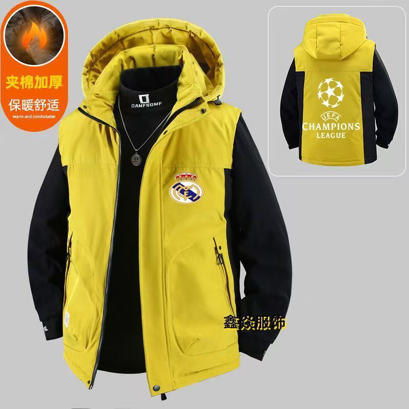 European Cup Real Madrid Italy Autumn and Winter Men's and Women's Sports Vests Thickeneded Warm Sleeveless Youth Vest Jackets