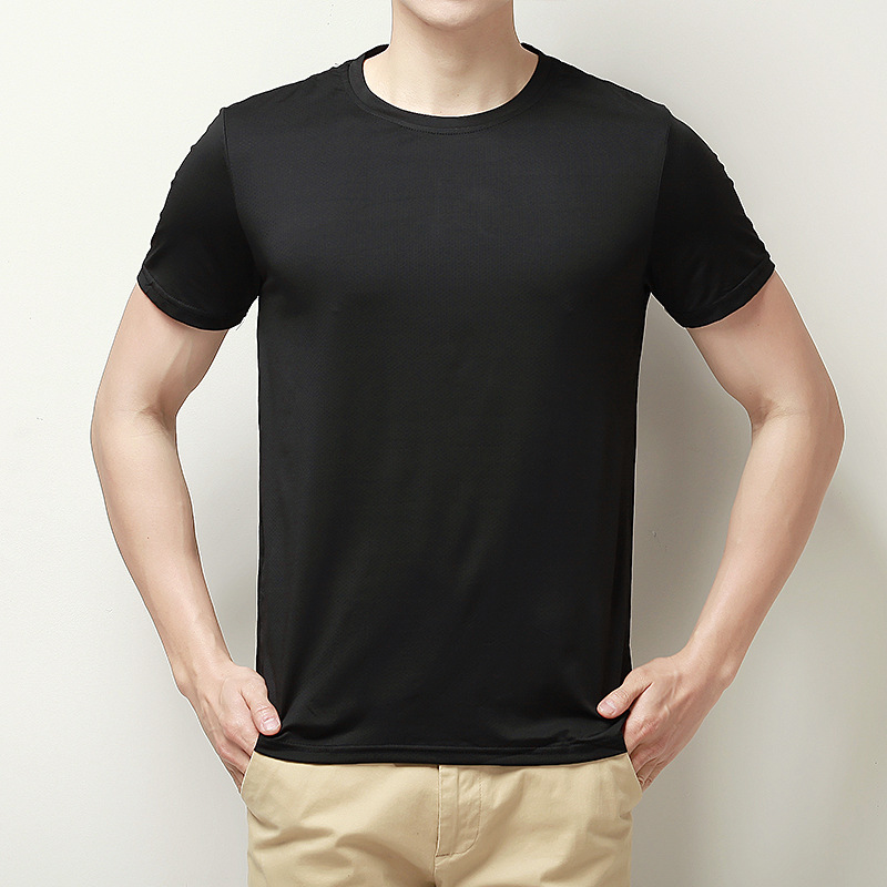 Breathable silk quick dry elastic thin solid sports short sleeve…