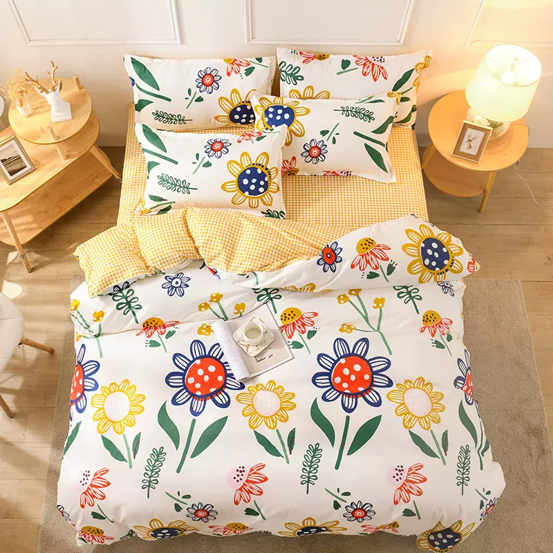 加厚磨毛三件套四件套 简约秋冬单床单被套跨境 床上用品厂家批发