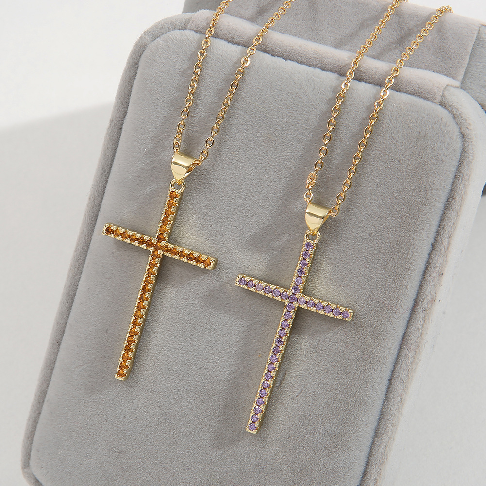 Fashion Cross Copper Pendant Necklace In Bulk display picture 3