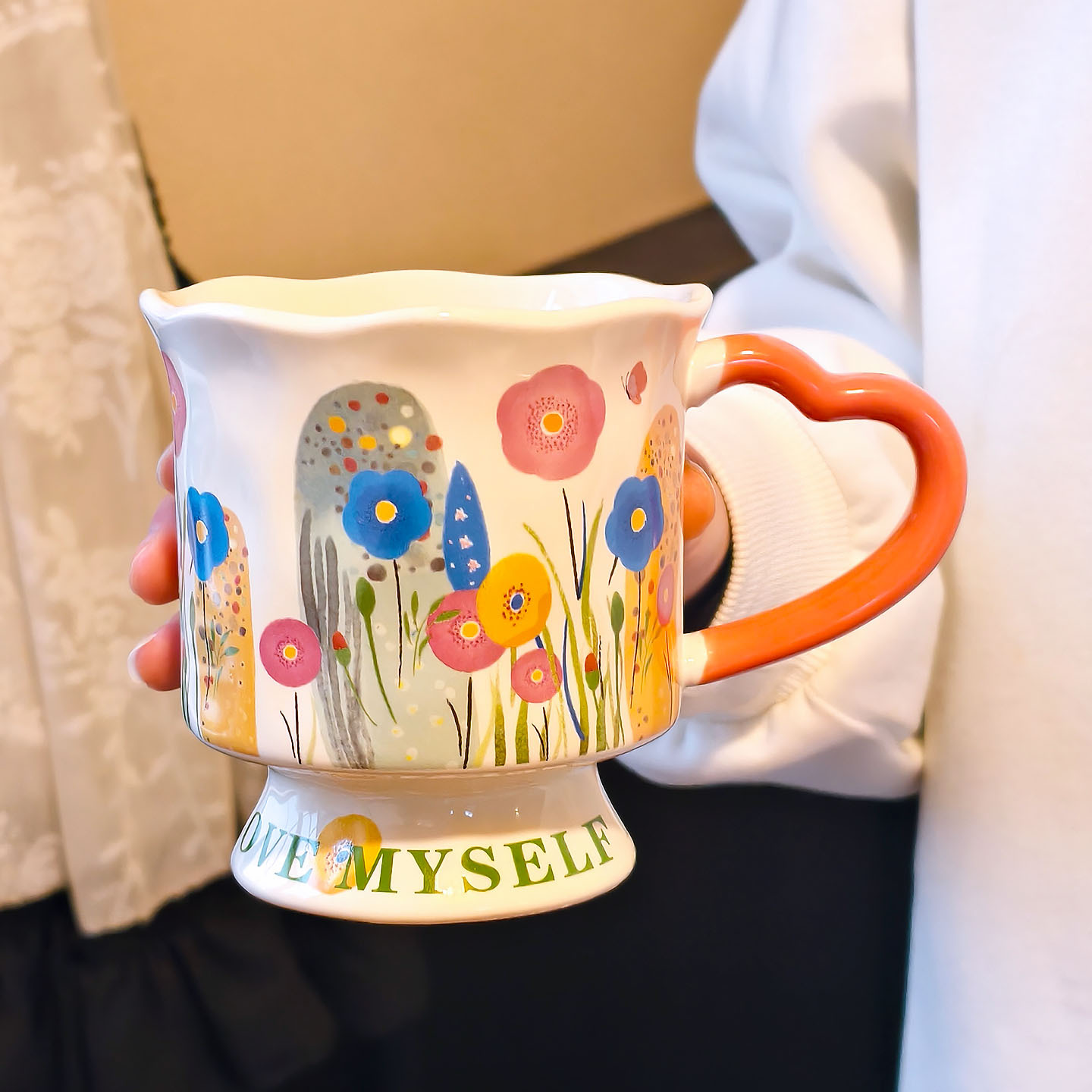 High-Value Floral Mug Unique Design Ceramic Drinking Cup For Girls Birthday Gift Souvenir_voghion.com