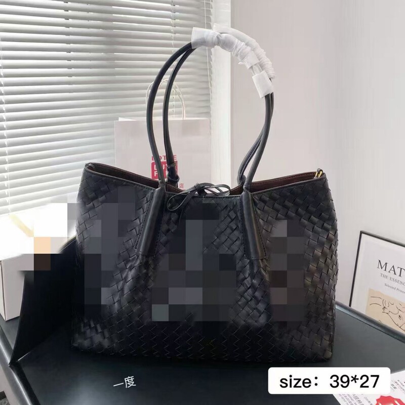 B Brand Bv Cowhide Hand-Woven Women's Bag Pinacoteca Large and Small Handbag European Style Shoulder Shopping Bag