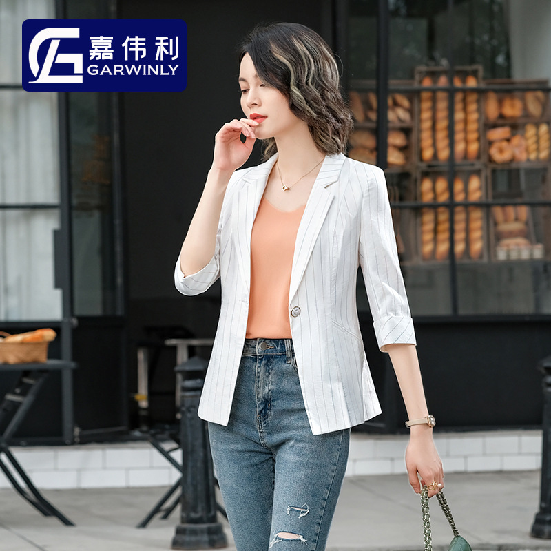 summer lady Small suit coat 2021 spring clothes new pattern fashion temperament Self cultivation Show thin Three Quarter Sleeve have cash less than that is registered in the accounts man 's suit