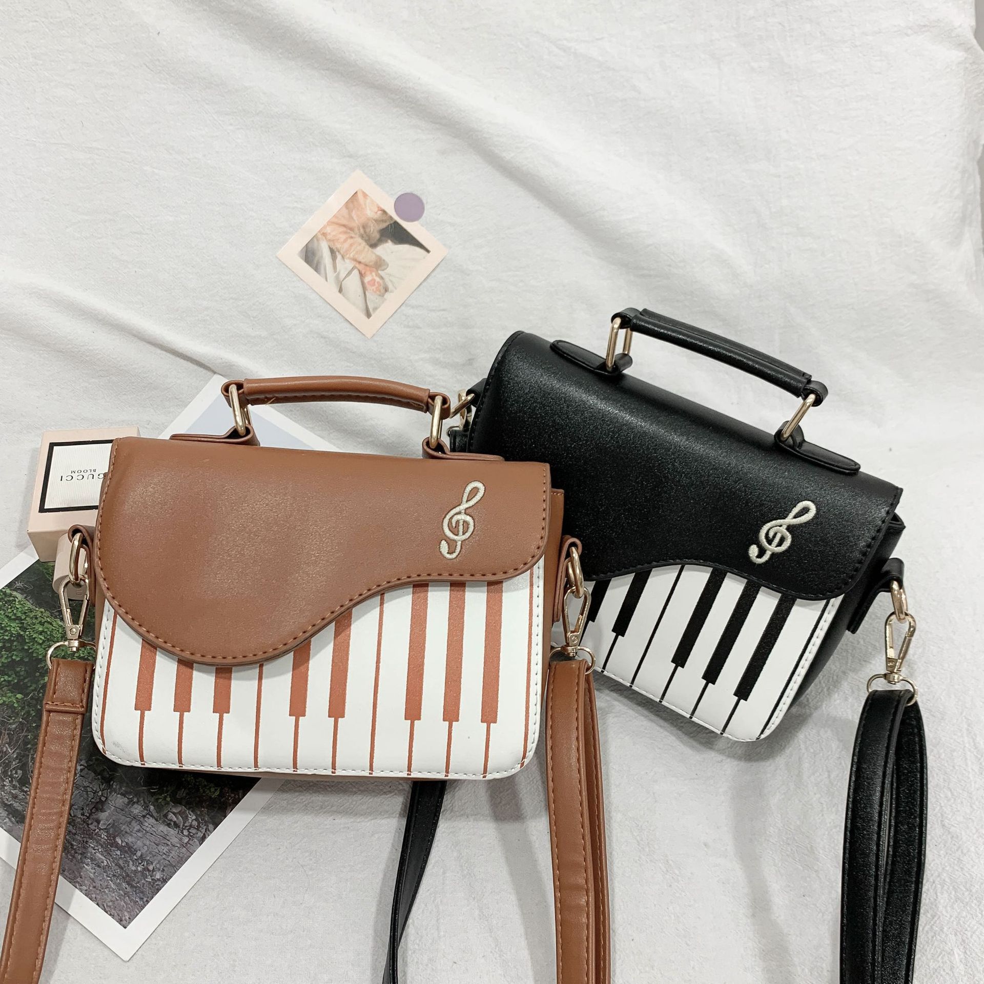 크로스보더 심플 캐주얼 여성 가방, 심플하고 세련된 작은 사각 가방, 심플하고 다용도인 PU 숄더백/크로스백