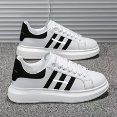 2023 spring new McQueen white shoes men's thick-soled height-increasing sneakers breathable and versatile Internet celebrity white shoes couples style