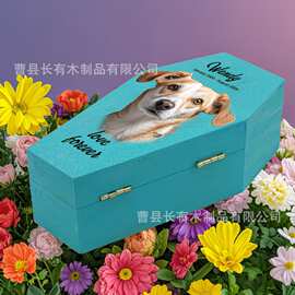 木制宠物骨灰盒万圣节棺材木盒桌面收纳diy个性化涂鸦木盒