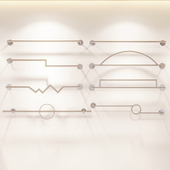 Garage hanging rail for clothing store display, wall-mounted stainless steel brushed wire clothes hanger, minimalist hanging board rack, wall-hanging shelf display