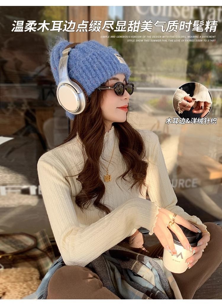 【中国直邮】 奢笛熊 早秋冬季新款时尚内搭 修身显瘦半高领打底毛衣针织衫 白色 S