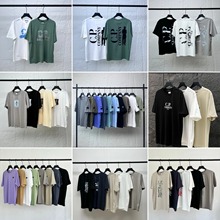 跨境外贸男款CP眼镜纯棉刺绣休闲圆领短袖T恤简约休闲户外运动