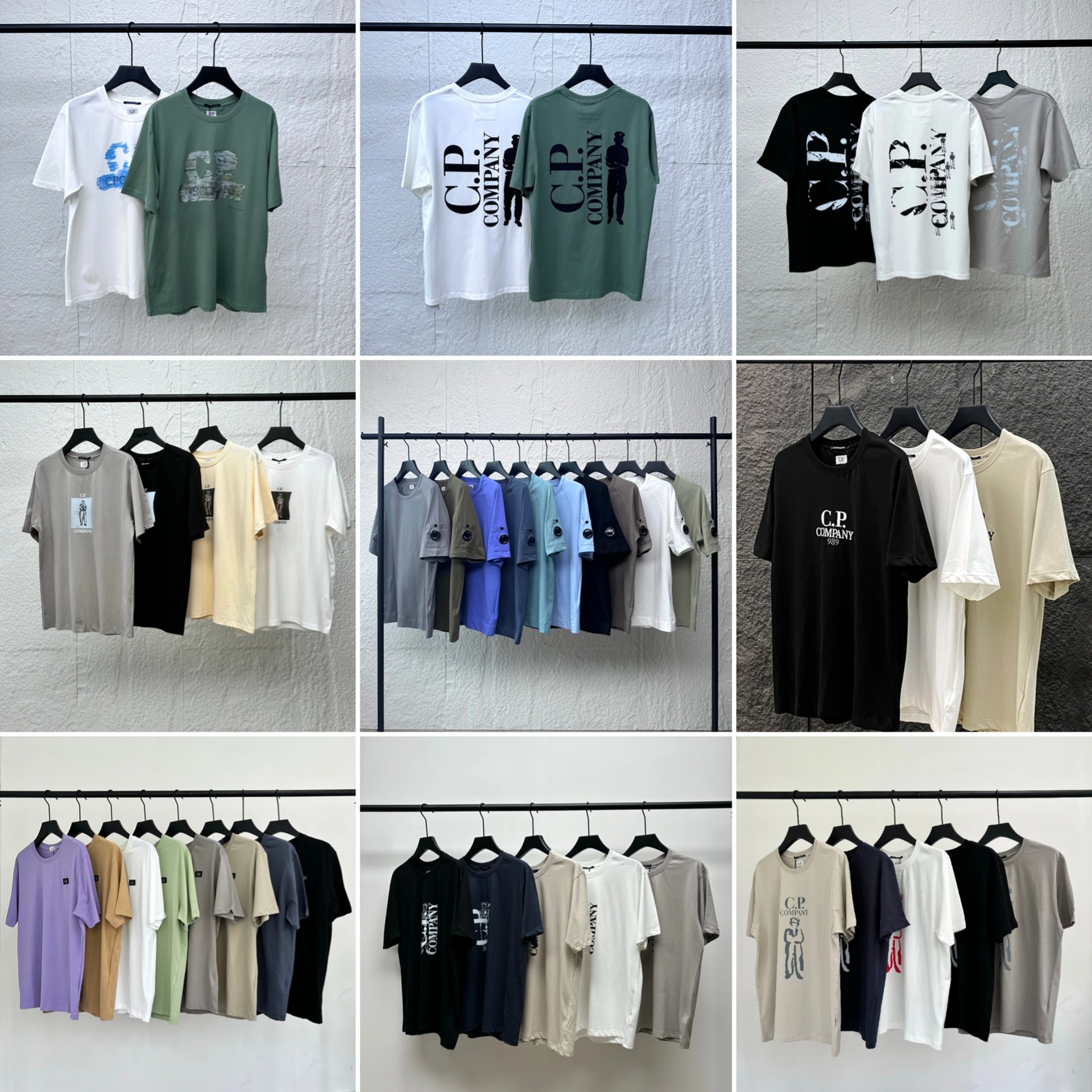 跨境外贸男款CP眼镜纯棉刺绣休闲圆领短袖T恤简约休闲户外运动