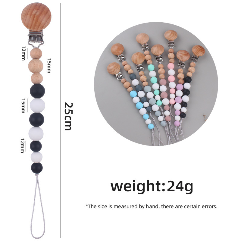 Suministros para bebés de haya ronda chupete clip calmante bebé cuentas de silicona mordedura molar juguete cadena anti-caída