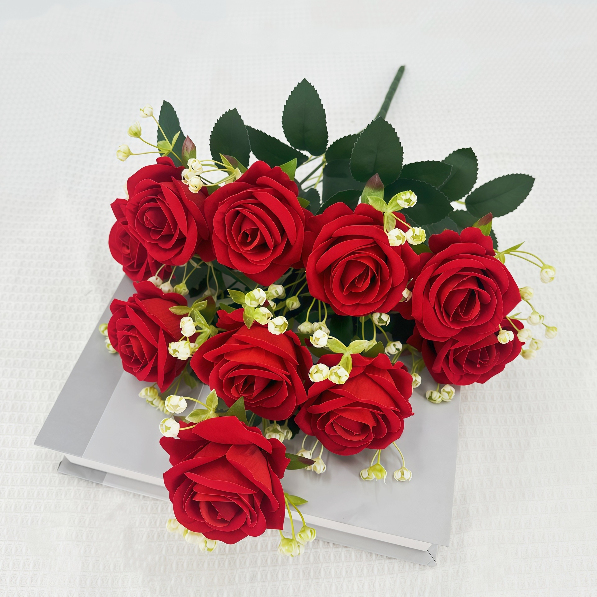 Ramo de Rosas Artificiales de 10 Cabezas de Seda Decorativo para Bodas y Hogar image 3