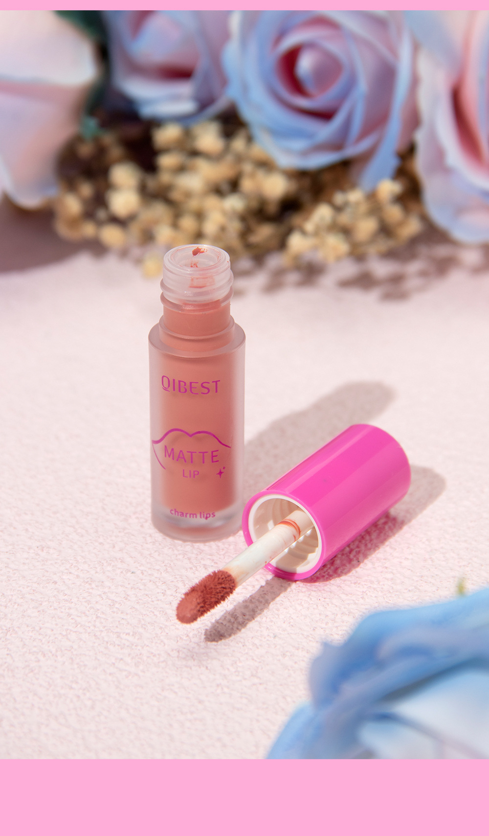 QIBEST Cross-border Smooth matte Lip Gloss, non-stick, non-fading, waterproof, moisturizing and long-lasting matte lip gloss undefined