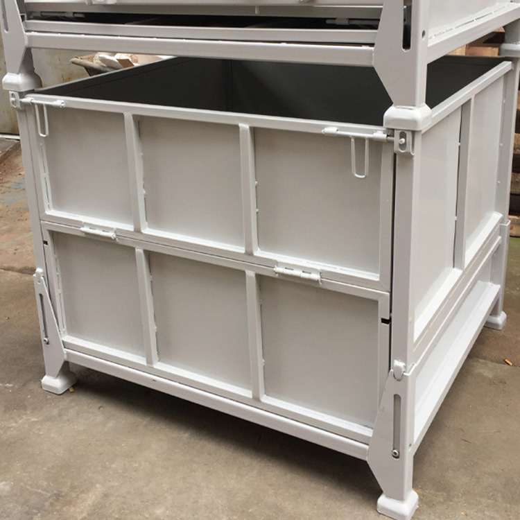 金属周转箱批发 河北铁箱厂家供应可堆垛折叠铁皮箱