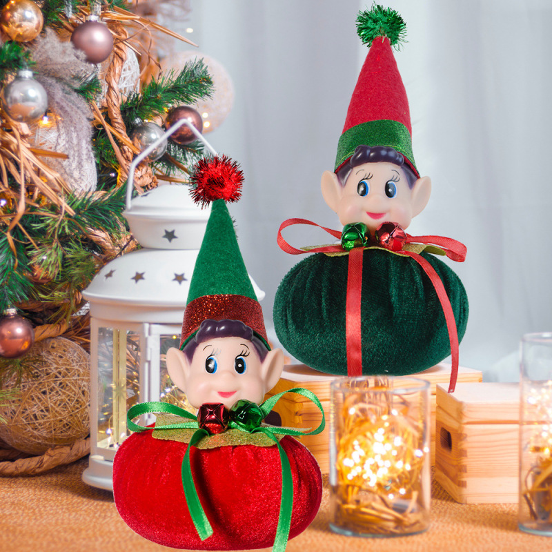 クリスマス装飾用品クリスマスエルフオーナメントウィンドウホームデコレーション赤と緑のクリスマス本棚エルフ人形|undefined