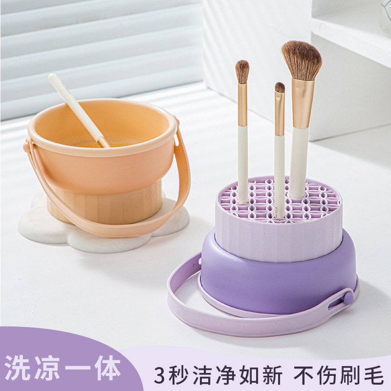 Caja de limpieza de cuencos de limpieza de pinceles de maquillaje Juego de limpieza de huevos de belleza de silicona Juego de herramientas de secado de cuencos de lavado