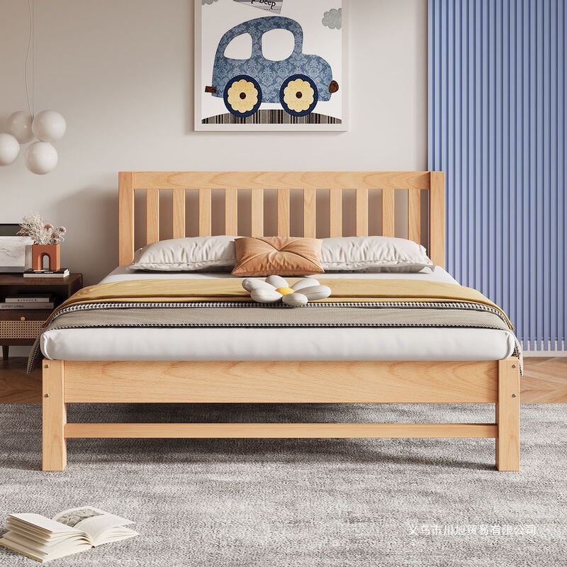 Student Single Bed, Beech Wood Children's Bed, Adult and Elderly Solid Wood Bed, Beech Wood Double Bed, Custom-Made Beech Wood Bed for Home Use Student Single Bed, Beech Wood Children's Bed, Adult and Elderly Solid Wood Bed, Beech Wood Double Bed, Custom-Made Beech Wood Bed for Home Use