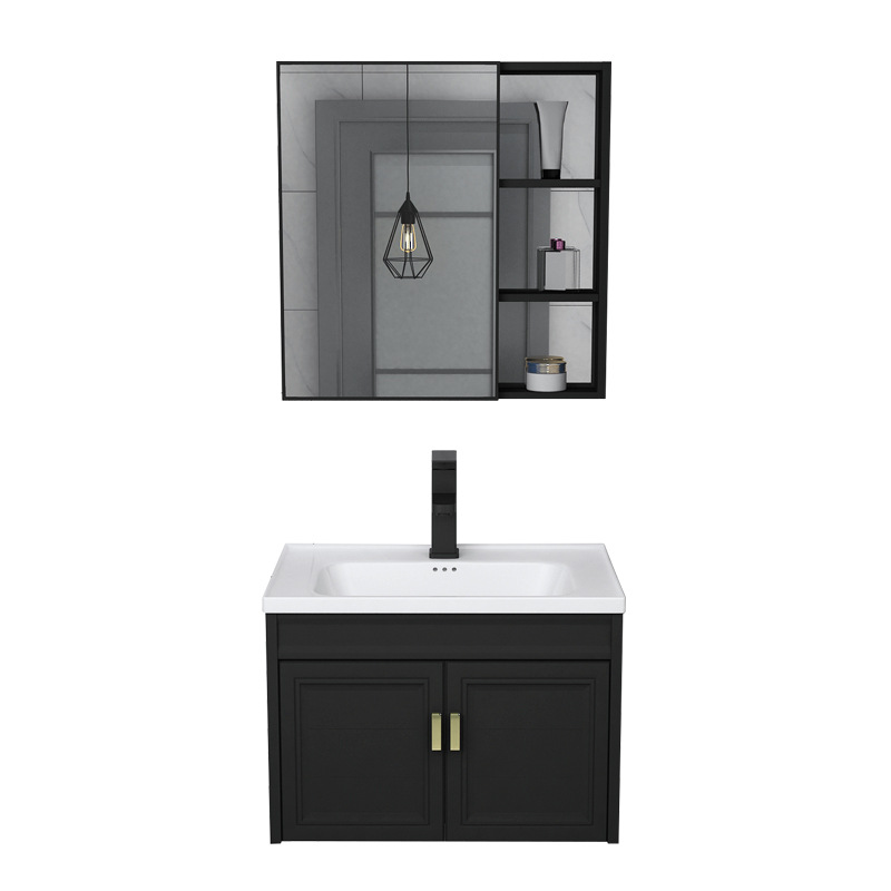 Negro gabinete de baño combinación baño lavabo gabinete pequeño apartamento ultra estrecho longitud 70 largo 80 ancho profundo 40cm
