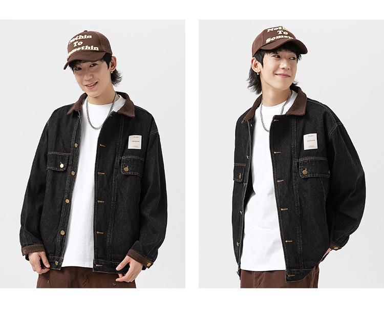 Title 10, Color Stitching Turnover Neck Profile Pocket De...