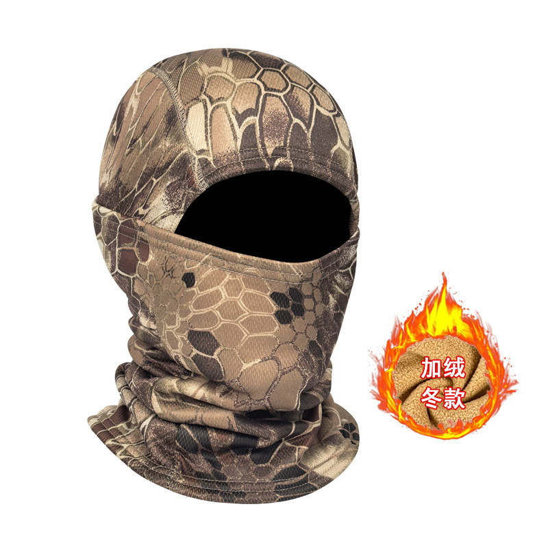 Pasamontañas táctico de camuflaje grueso para invierno, protección facial térmica para ciclismo o deportes al aire libre