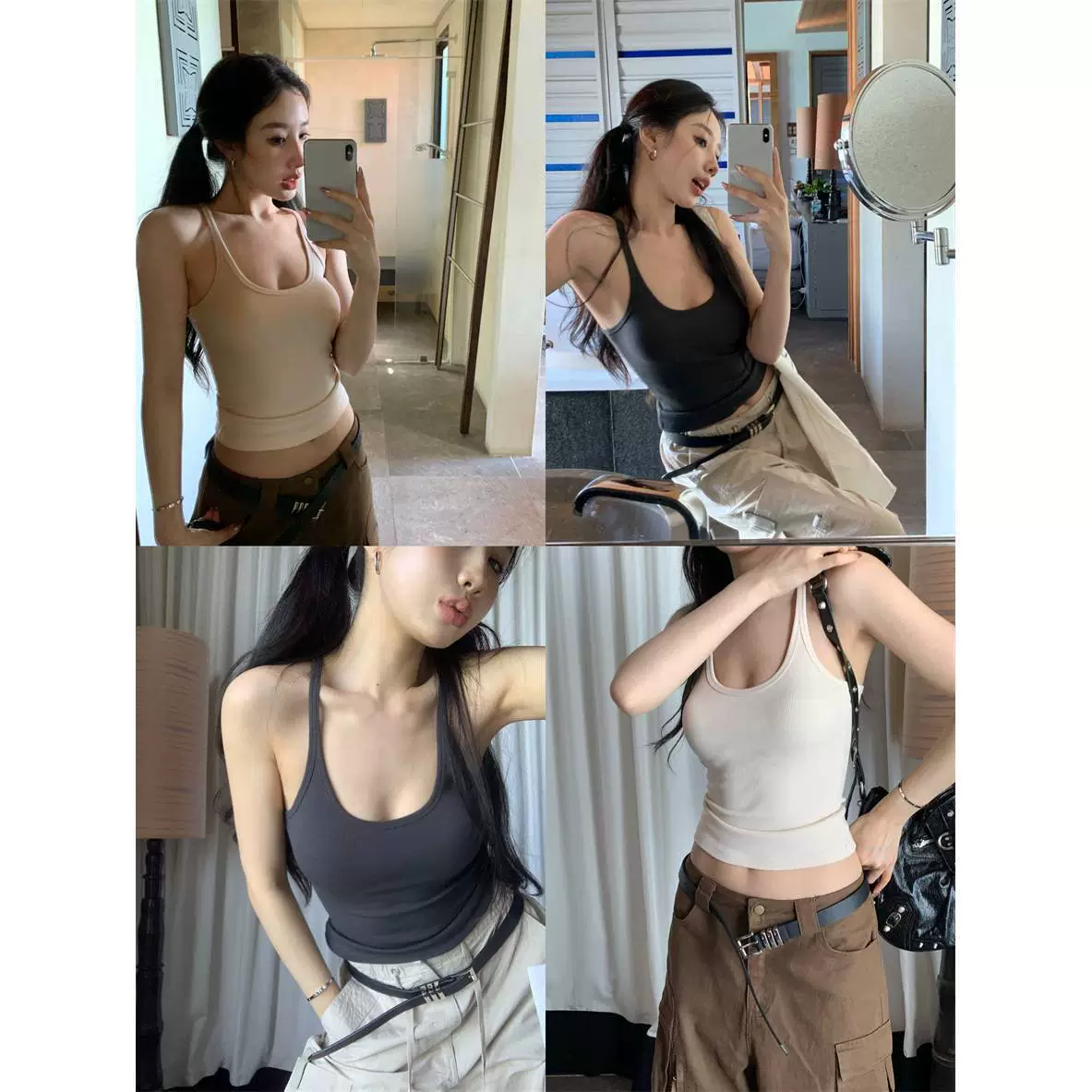Fitted sexy short base body-friendly tank top sleevless