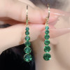 Green silver needle, small design earrings, silver 925 sample, wide color palette, Chanel style, trend of season, wholesale