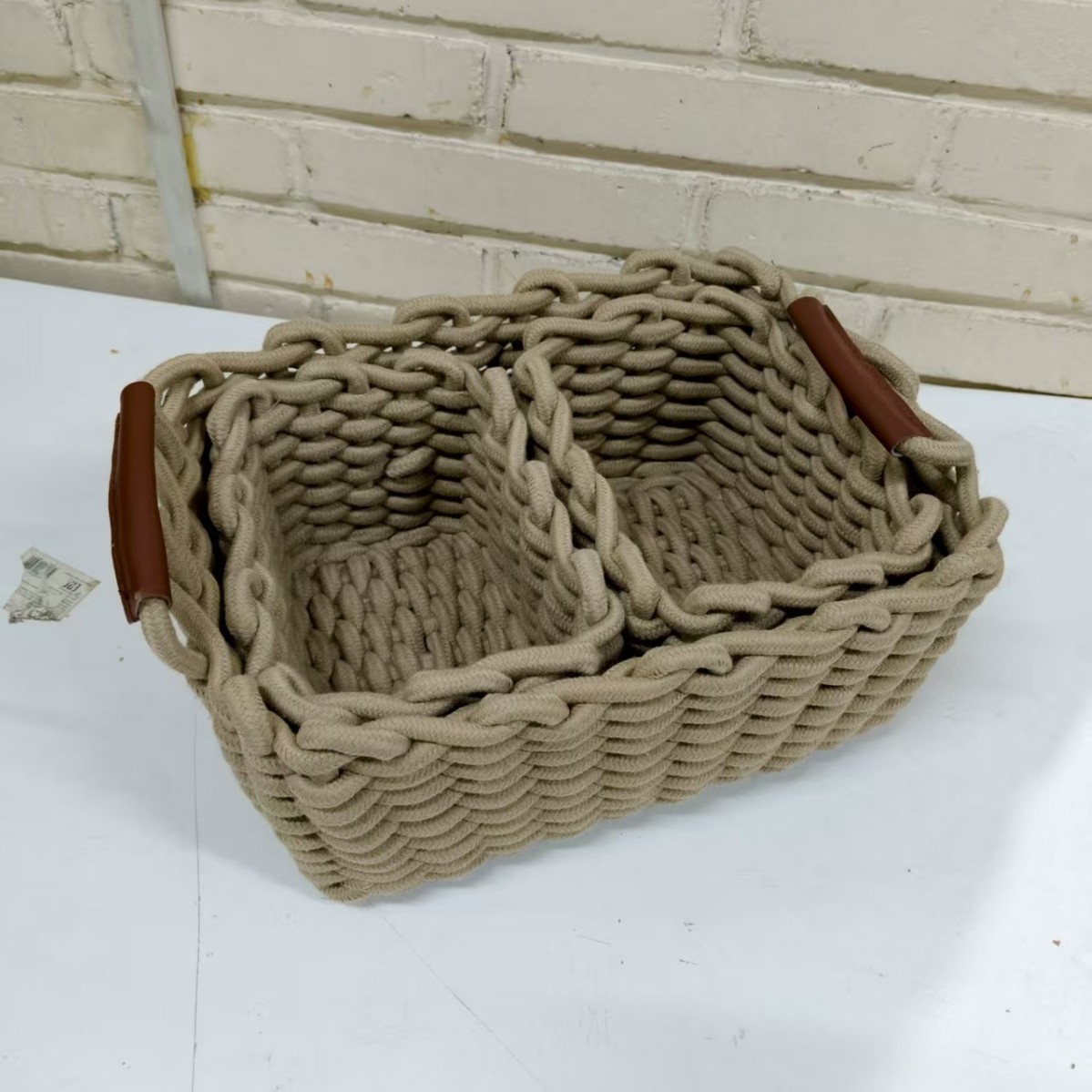 北欧風手編み粗綿紐化粧品収納ケース玄関口紅スナックキー整理デスクトップ置物箱