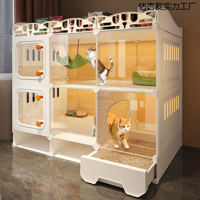 猫笼猫别墅带厕所一体家用室内猫窝四季通用别墅大空间猫咪笼子|undefined