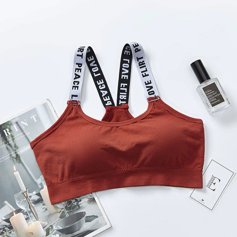 (Cross-border trading), underwear, sports tube top, bra, T-shirt, English letters, lifting effect, for running, beautiful back