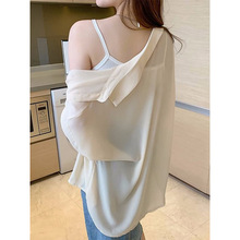 长款防晒衣夏 开衫冰丝女夏季薄款雪纺配裙子外搭上衣中长款外套