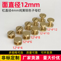 2面の直径12mmのバーの直径4mmの純粋な黄銅の子の雌のねじのベルトの子の雌の柳の釘の1字の平頭の工字の釘