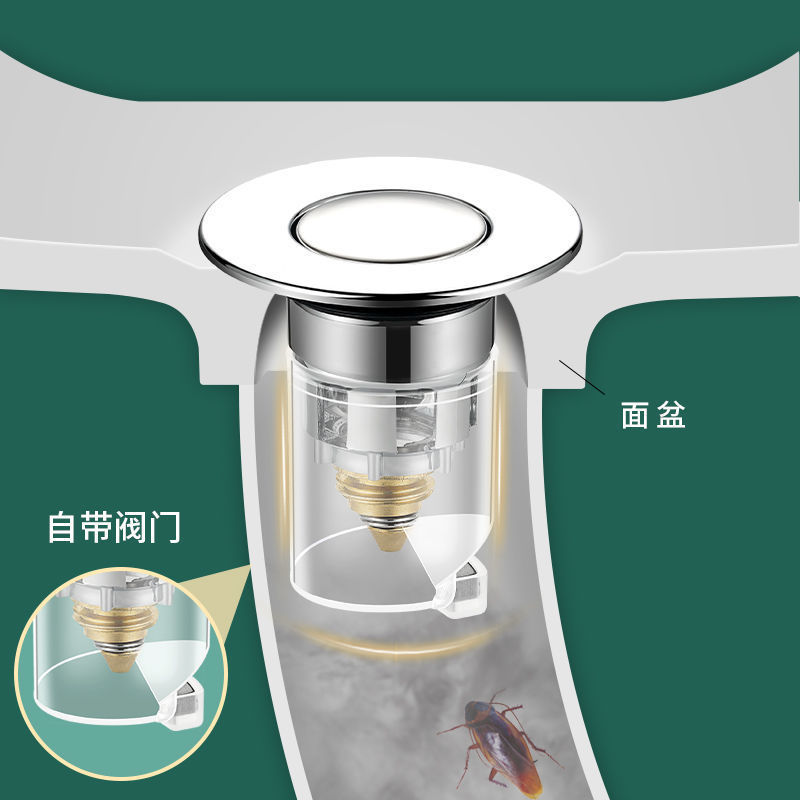 洗面器の水漏れ栓台洗面器の洗面器の栓の下水器の部品は圧力式の濾過網を押して芯を弾きます。|undefined